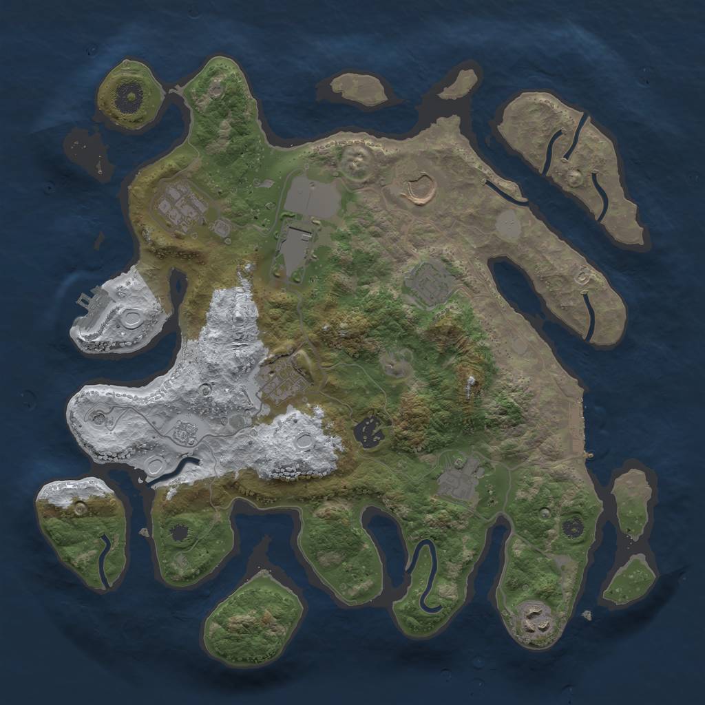 Rust Map: Procedural Map, Size: 3500, Seed: 5991444, 17 Monuments