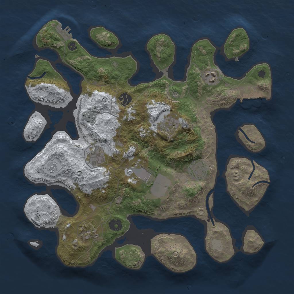 Rust Map: Procedural Map, Size: 3500, Seed: 4023739, 17 Monuments
