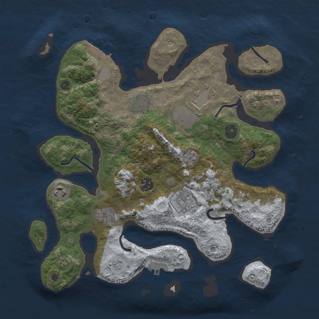 Rust Map: Procedural Map, Size: 3500, Seed: 1306679, 16 Monuments
