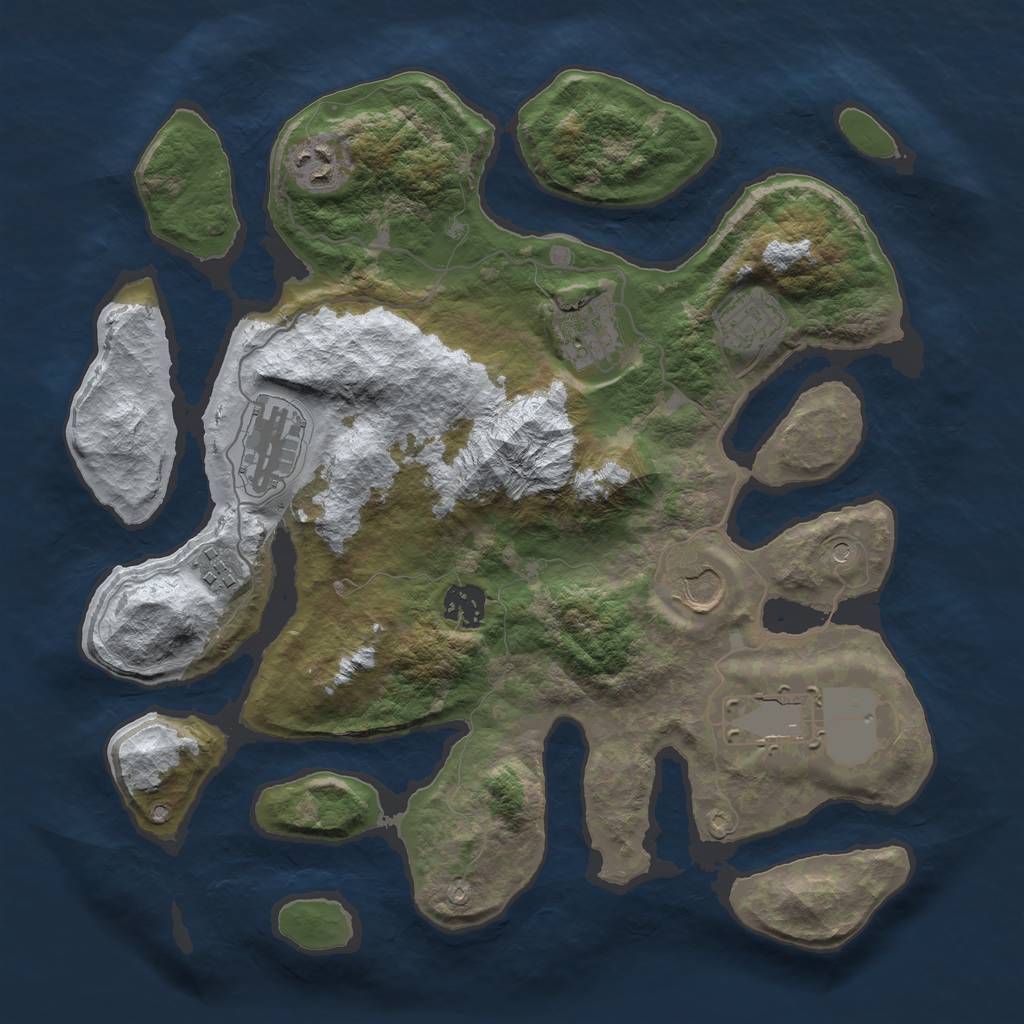 Rust Map: Barren, Size: 3500, Seed: 3299546, 11 Monuments