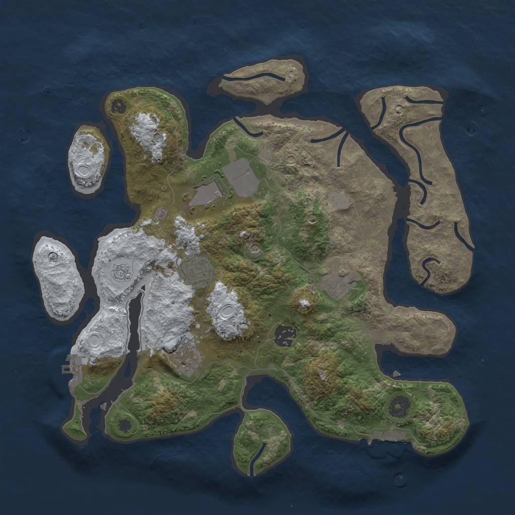 Rust Map: Procedural Map, Size: 3500, Seed: 3546319, 14 Monuments