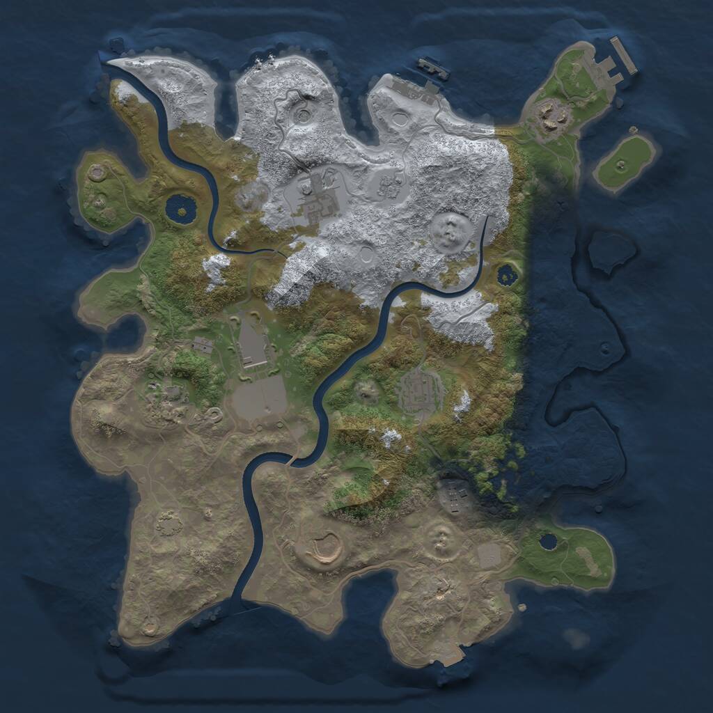 Rust Map: Procedural Map, Size: 3500, Seed: 850479, 13 Monuments