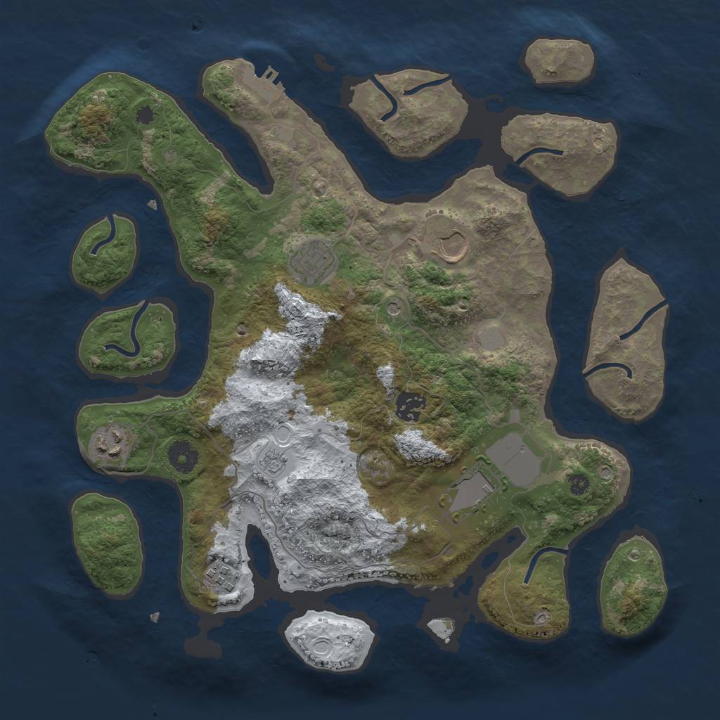 Rust Map: Procedural Map, Size: 3500, Seed: 2041973, 14 Monuments