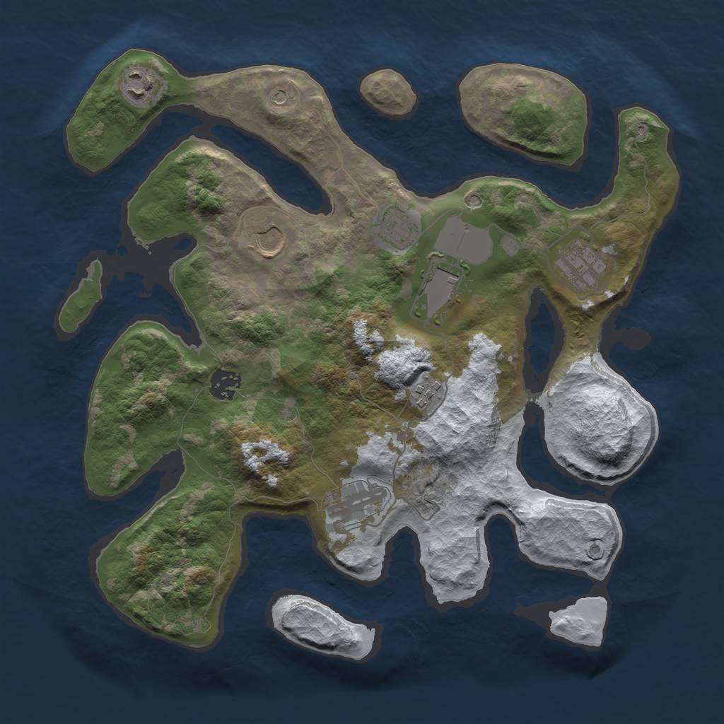 Rust Map: Barren, Size: 3500, Seed: 770726, 11 Monuments