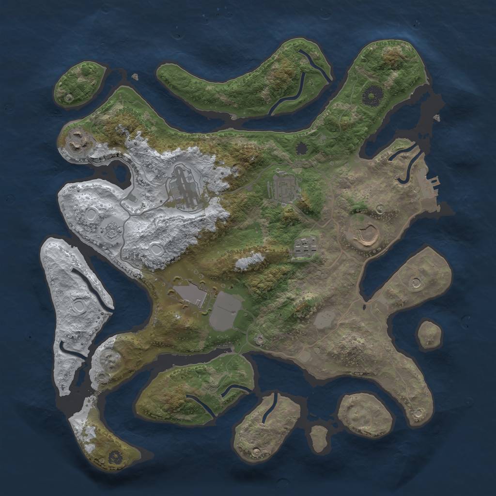 Rust Map: Procedural Map, Size: 3500, Seed: 3318189, 14 Monuments