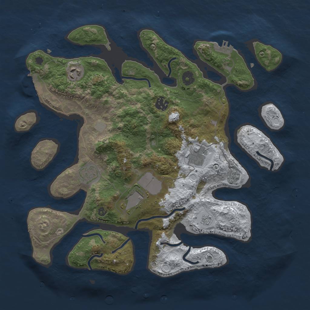 Rust Map: Procedural Map, Size: 3500, Seed: 2743447, 14 Monuments