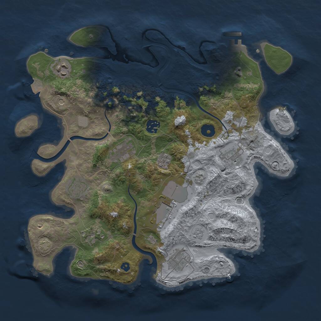 Rust Map: Procedural Map, Size: 3500, Seed: 2743447, 14 Monuments
