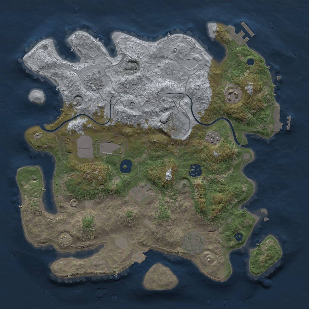 Rust Map: Procedural Map, Size: 3500, Seed: 4894440, 14 Monuments