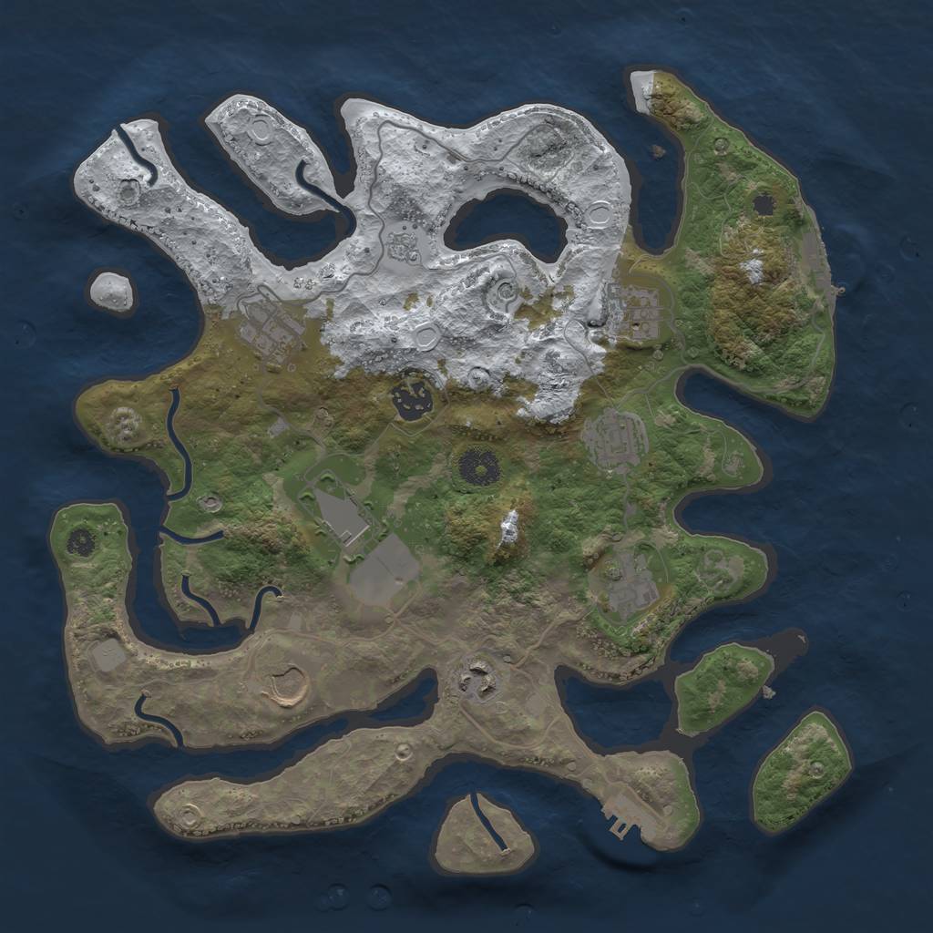 Rust Map: Procedural Map, Size: 3500, Seed: 4894440, 17 Monuments