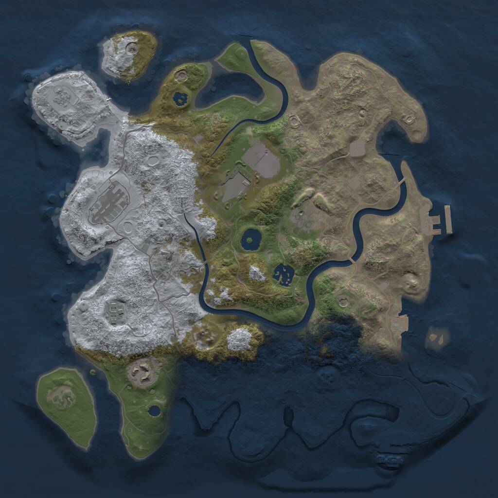 Rust Map: Procedural Map, Size: 3500, Seed: 2080523, 11 Monuments
