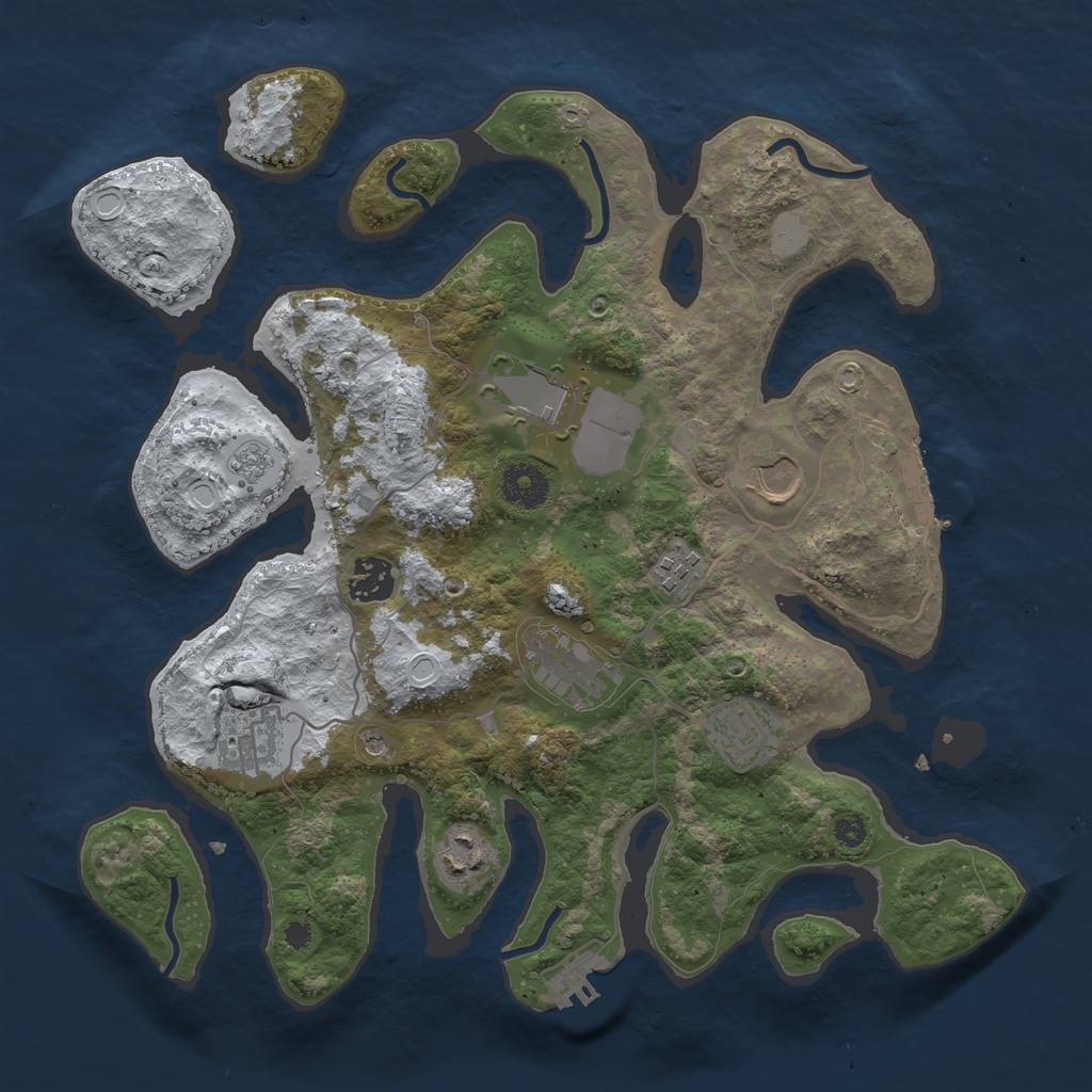 Rust Map: Procedural Map, Size: 3500, Seed: 2080523, 17 Monuments