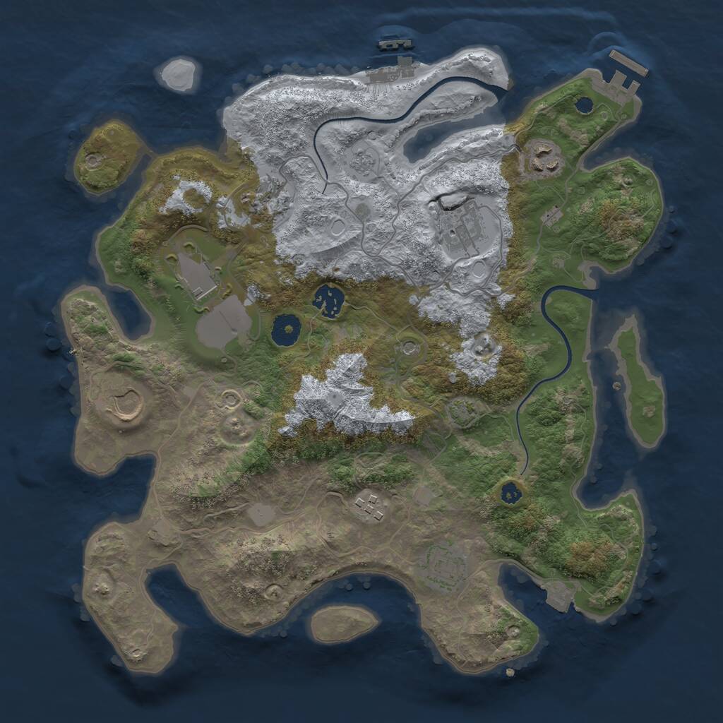 Rust Map: Procedural Map, Size: 3500, Seed: 5673919, 14 Monuments