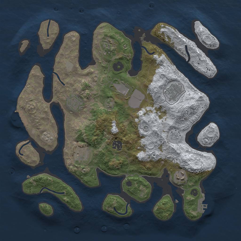 Rust Map: Procedural Map, Size: 3500, Seed: 1970413, 17 Monuments