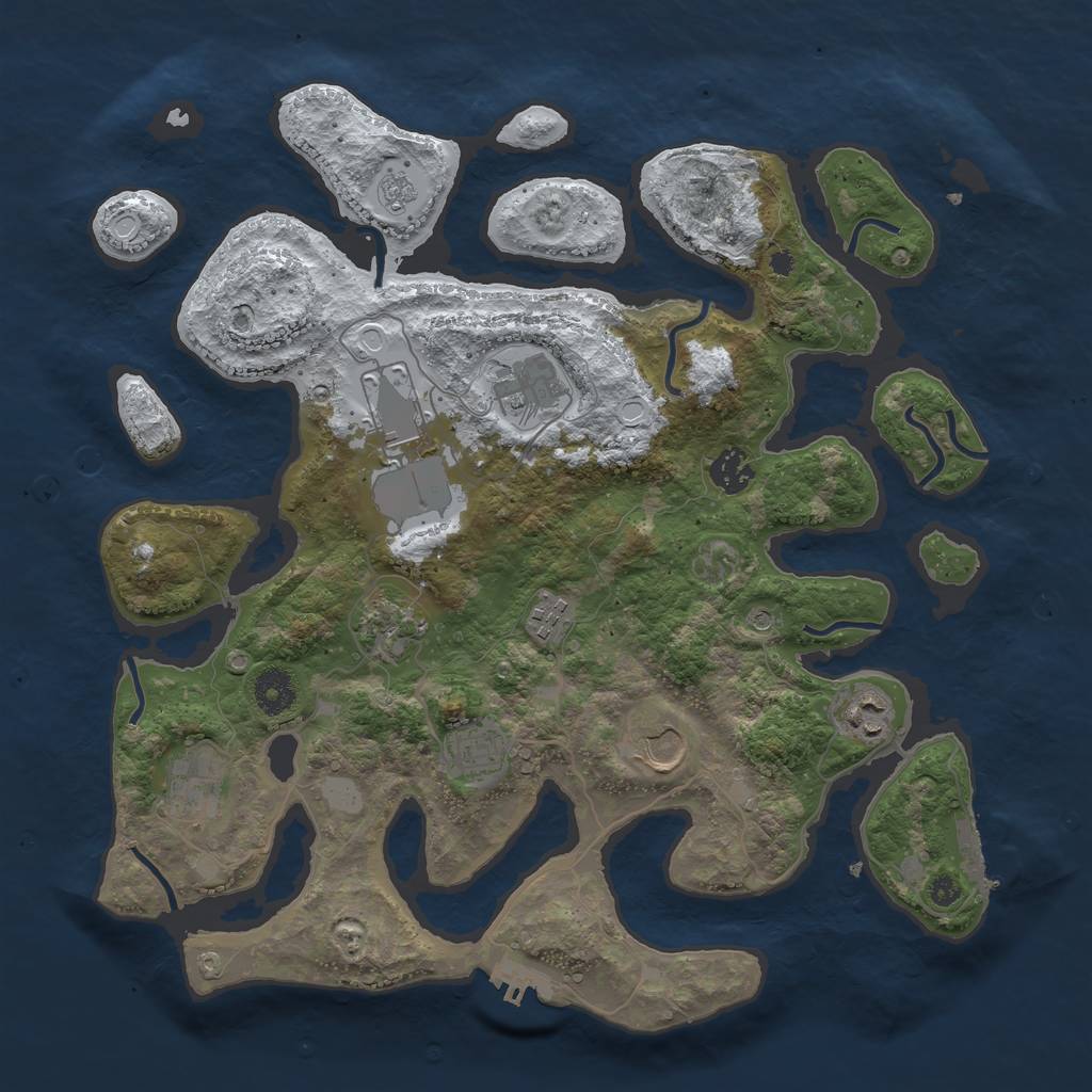 Rust Map: Procedural Map, Size: 3750, Seed: 2743977, 18 Monuments