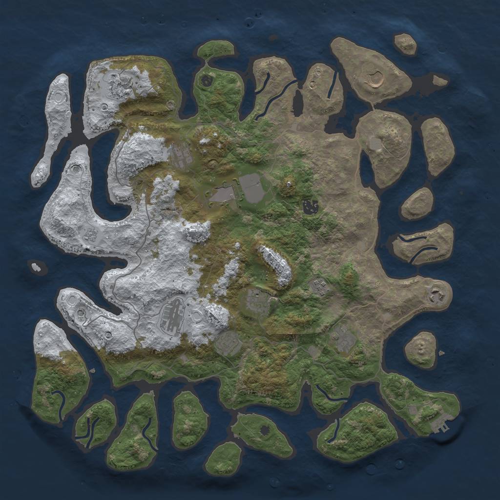 Rust Map: Procedural Map, Size: 4500, Seed: 1658909397, 19 Monuments
