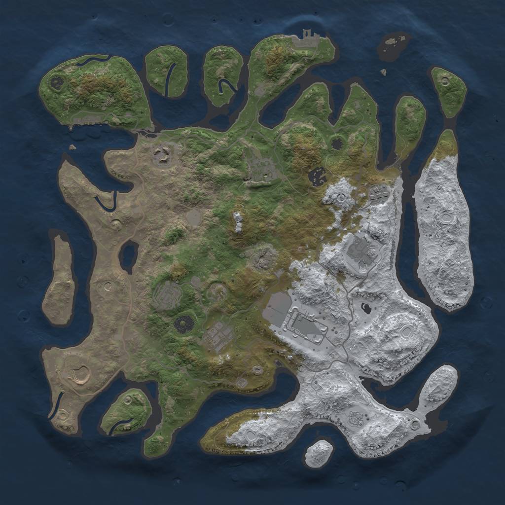 Rust Map: Procedural Map, Size: 4000, Seed: 20000, 18 Monuments