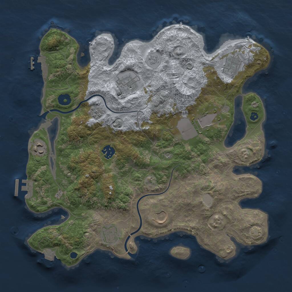 Rust Map: Procedural Map, Size: 3500, Seed: 8890, 14 Monuments