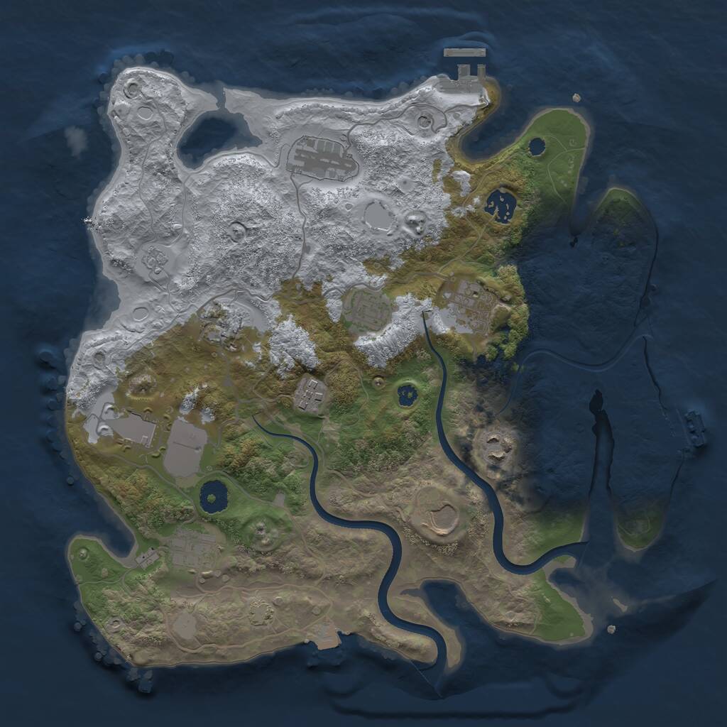 Rust Map: Procedural Map, Size: 3500, Seed: 505019, 16 Monuments