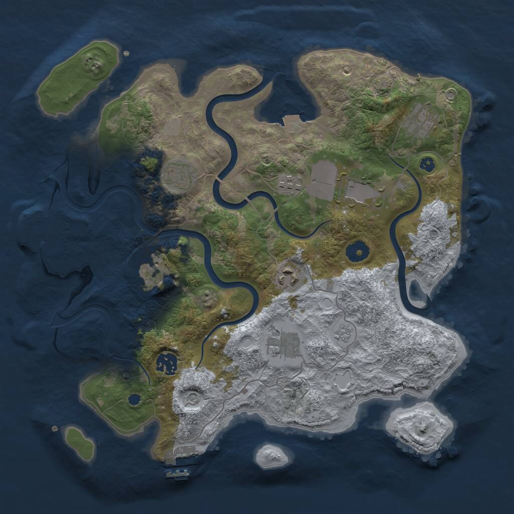 Rust Map: Procedural Map, Size: 3500, Seed: 5515681, 14 Monuments