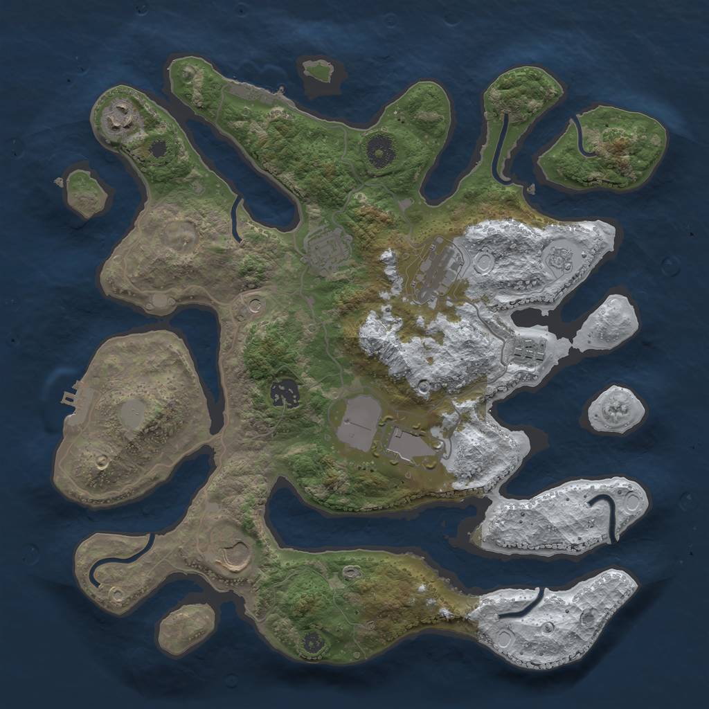 Rust Map: Procedural Map, Size: 3500, Seed: 3953821, 16 Monuments