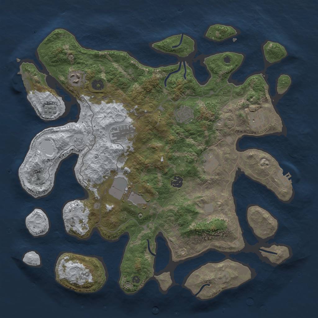 Rust Map: Procedural Map, Size: 4000, Seed: 1349248225, 17 Monuments
