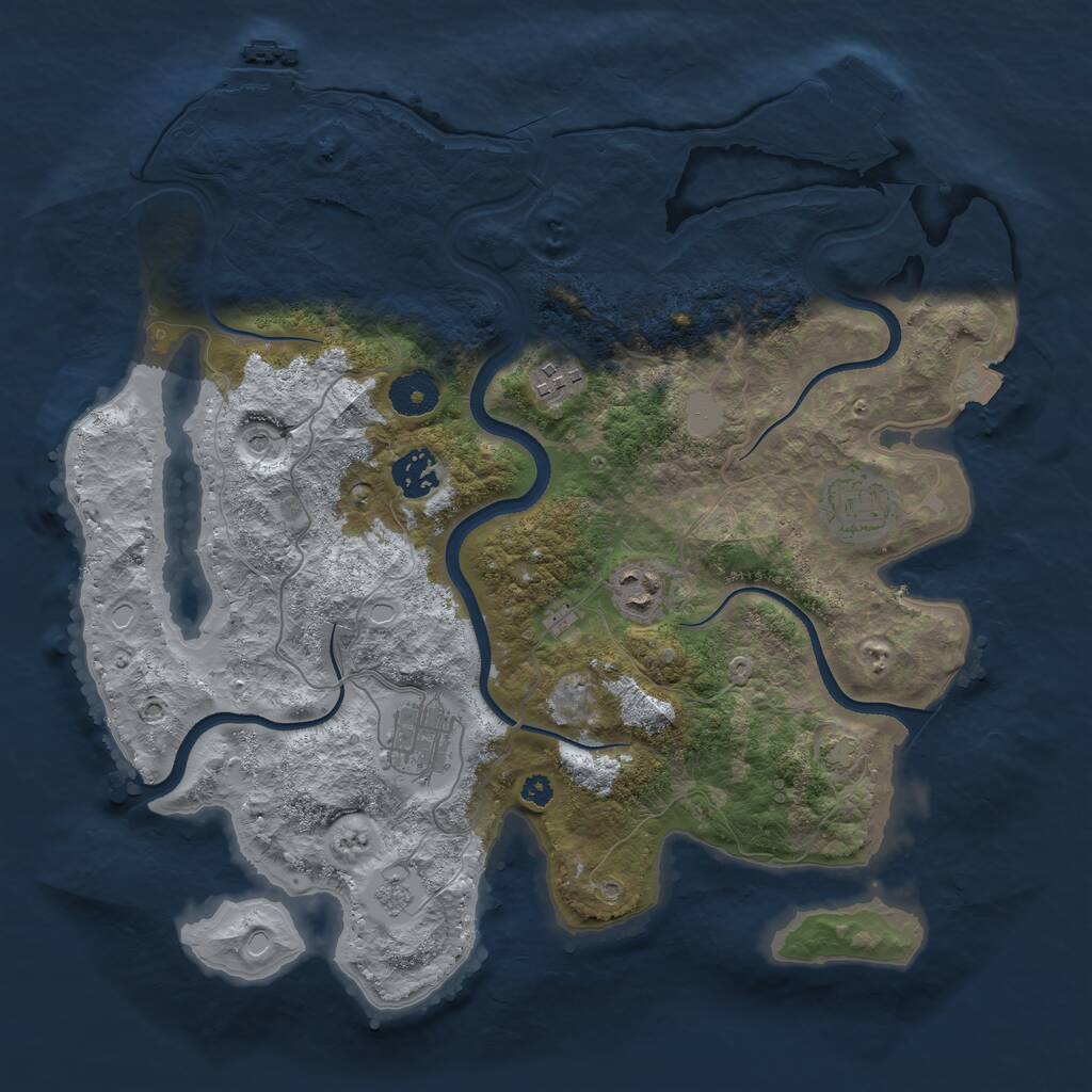 Rust Map: Procedural Map, Size: 3500, Seed: 591946, 11 Monuments