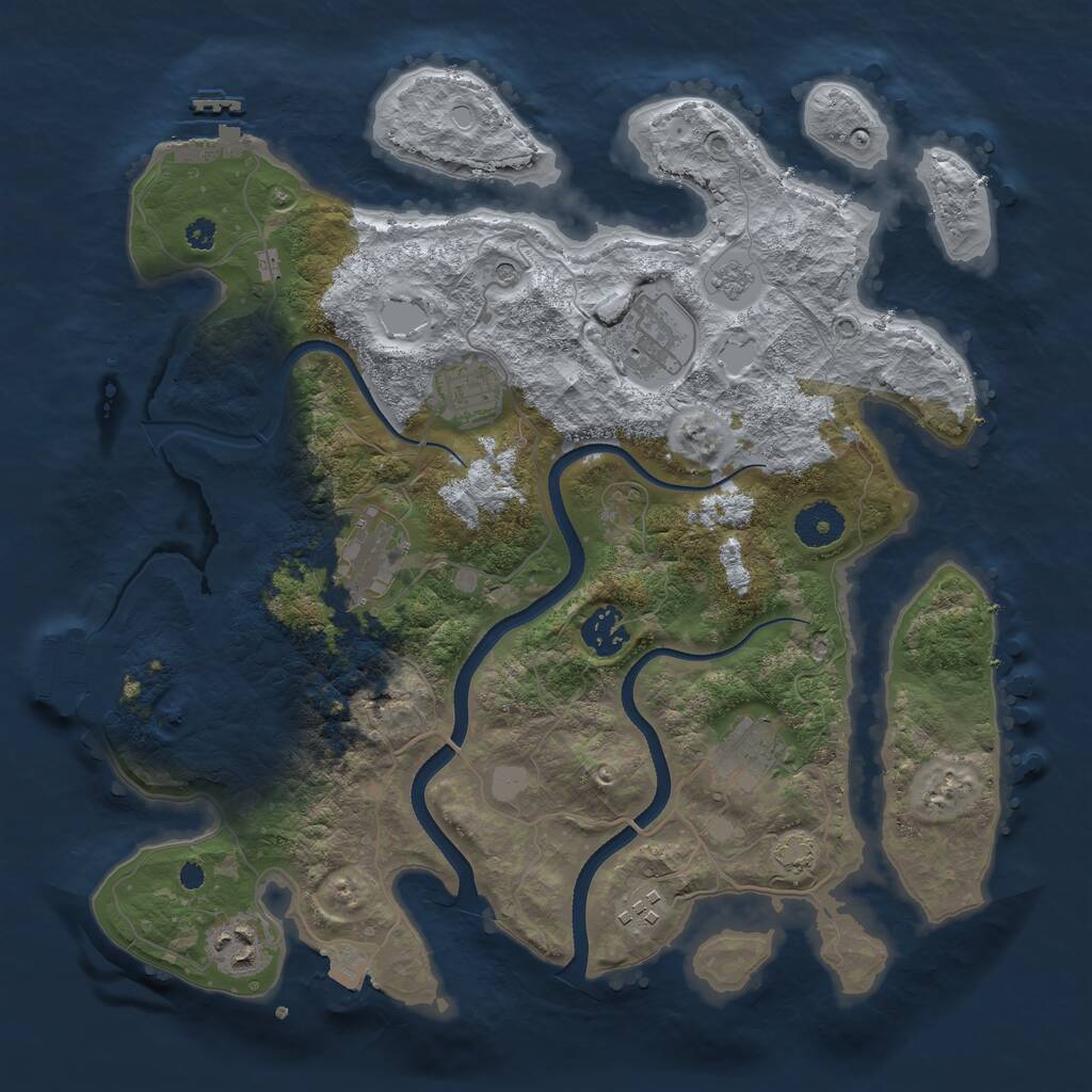 Rust Map: Procedural Map, Size: 3500, Seed: 2150450, 13 Monuments