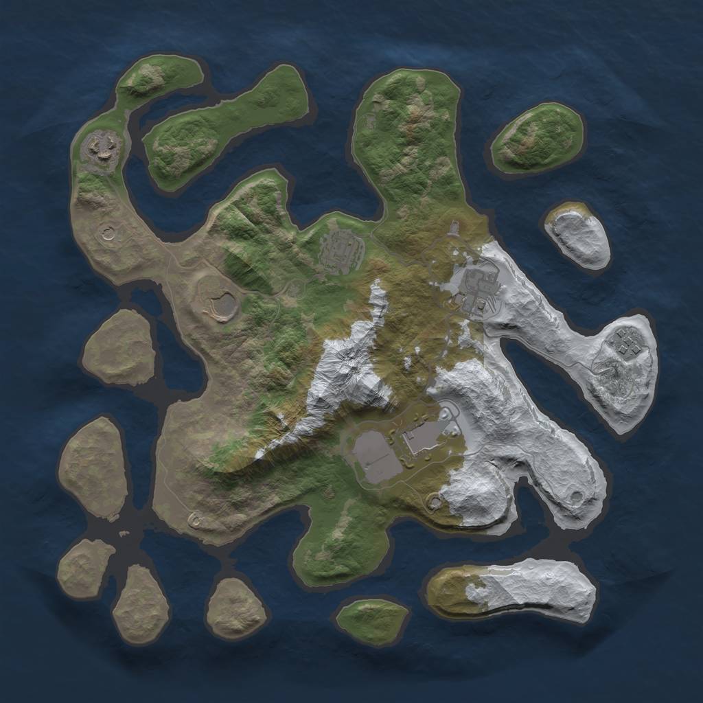 Rust Map: Barren, Size: 3500, Seed: 5064004, 9 Monuments