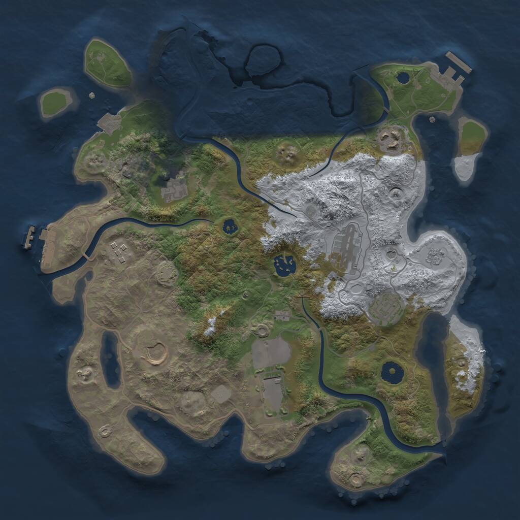 Rust Map: Procedural Map, Size: 3500, Seed: 264409, 14 Monuments