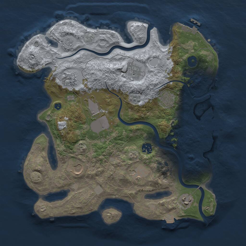 Rust Map: Procedural Map, Size: 3500, Seed: 3076061, 15 Monuments