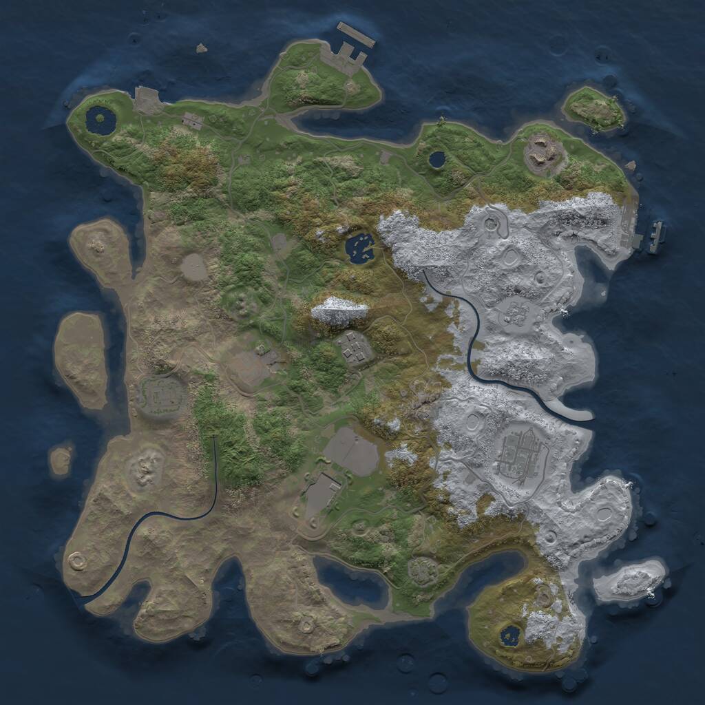Rust Map: Procedural Map, Size: 3500, Seed: 4577079, 13 Monuments