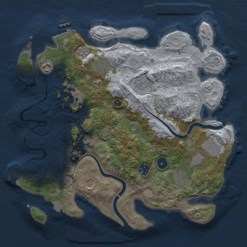 Rust Map: Procedural Map, Size: 3500, Seed: 5392290, 15 Monuments