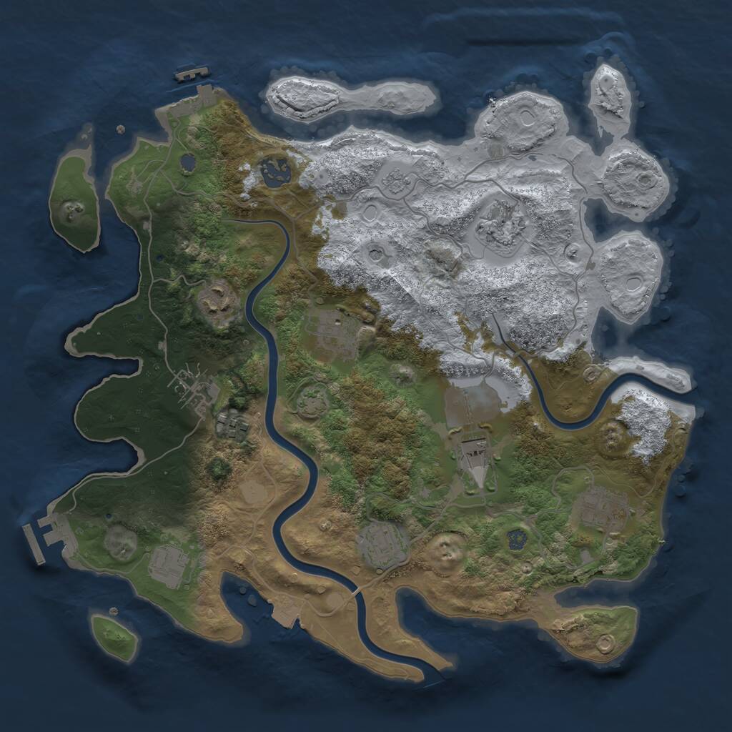 Rust Map: Procedural Map, Size: 3500, Seed: 5392290, 15 Monuments