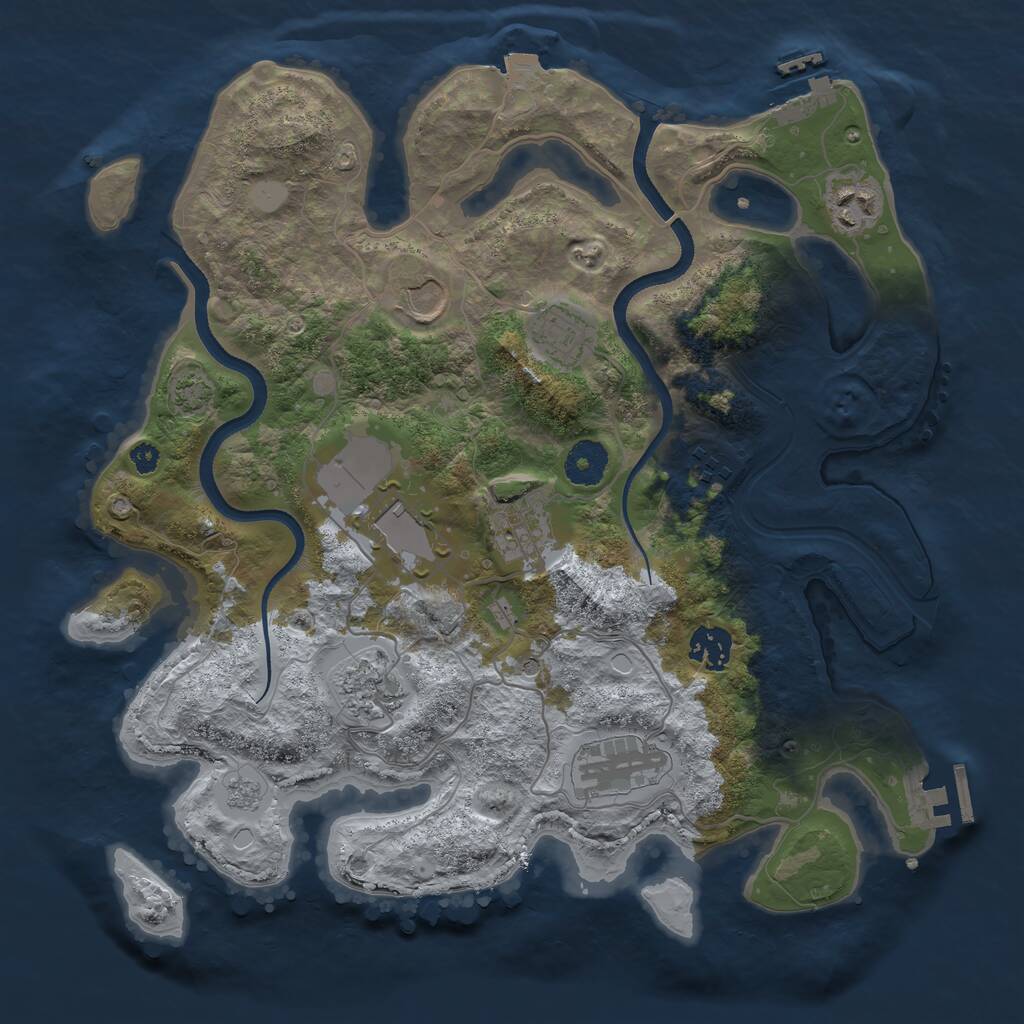 Rust Map: Procedural Map, Size: 3500, Seed: 298347, 15 Monuments