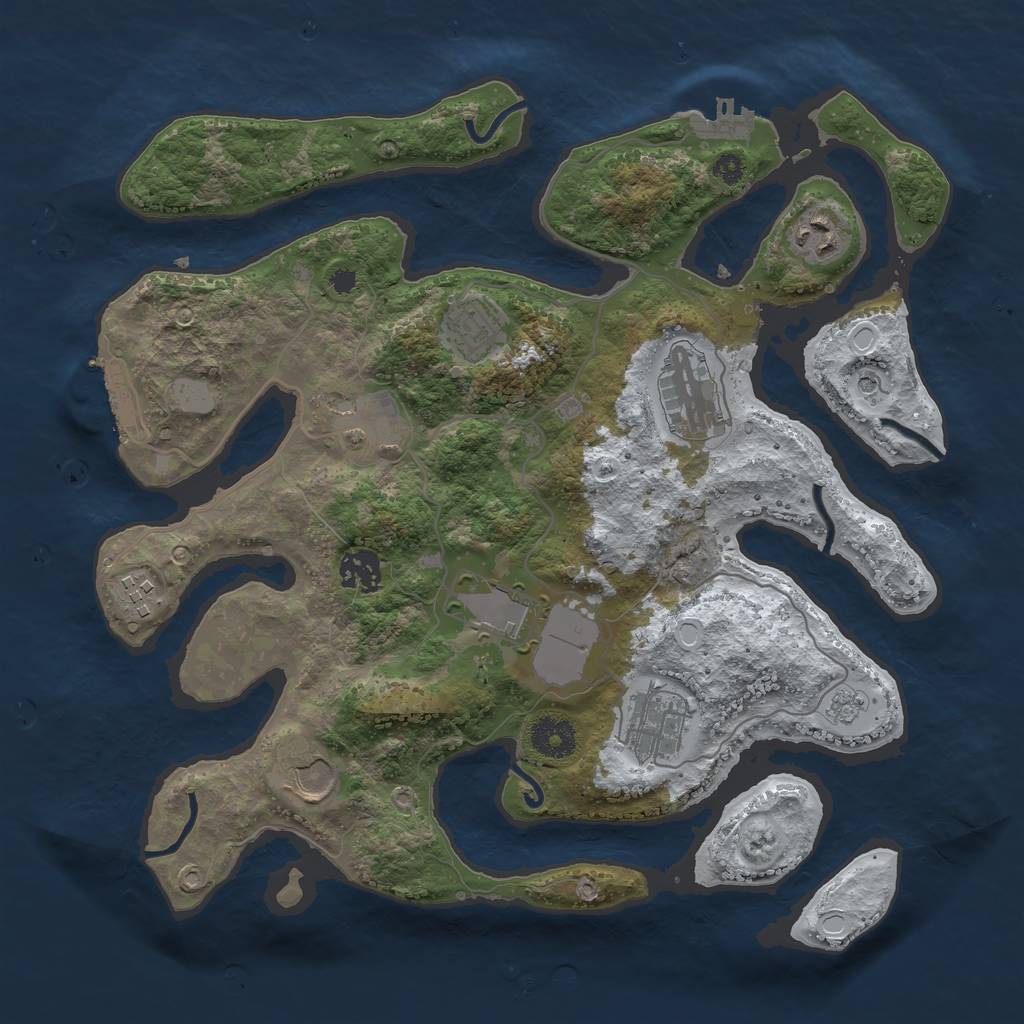 Rust Map: Procedural Map, Size: 3500, Seed: 1942523, 18 Monuments