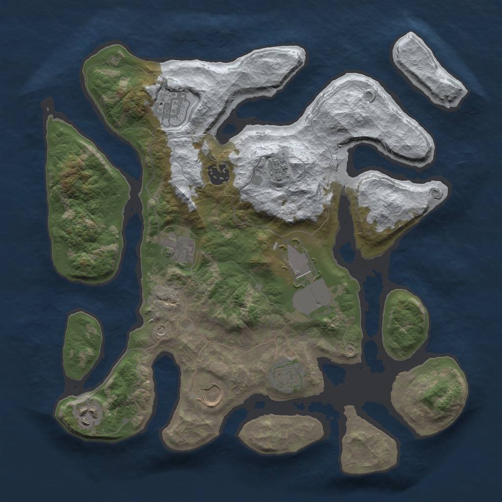 Rust Map: Barren, Size: 3500, Seed: 4150798, 11 Monuments