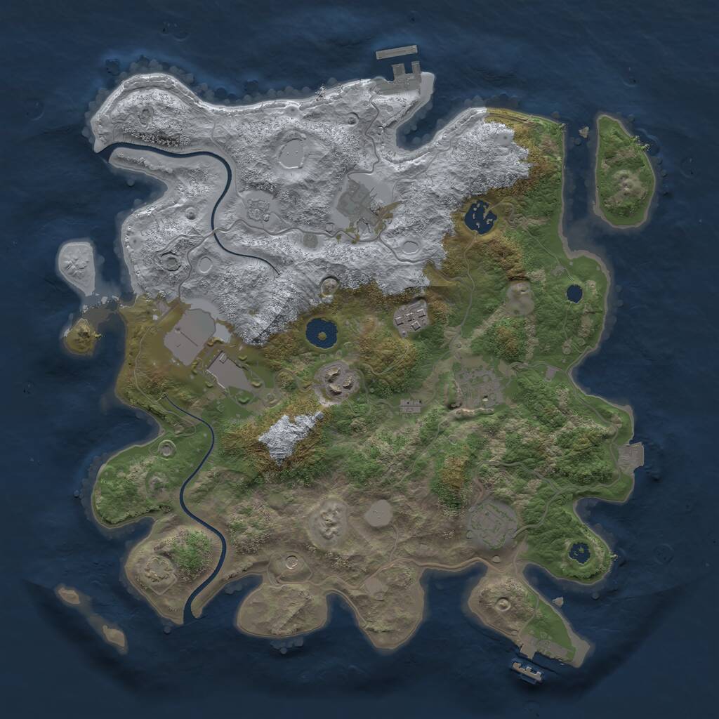 Rust Map: Procedural Map, Size: 3500, Seed: 3588480, 13 Monuments