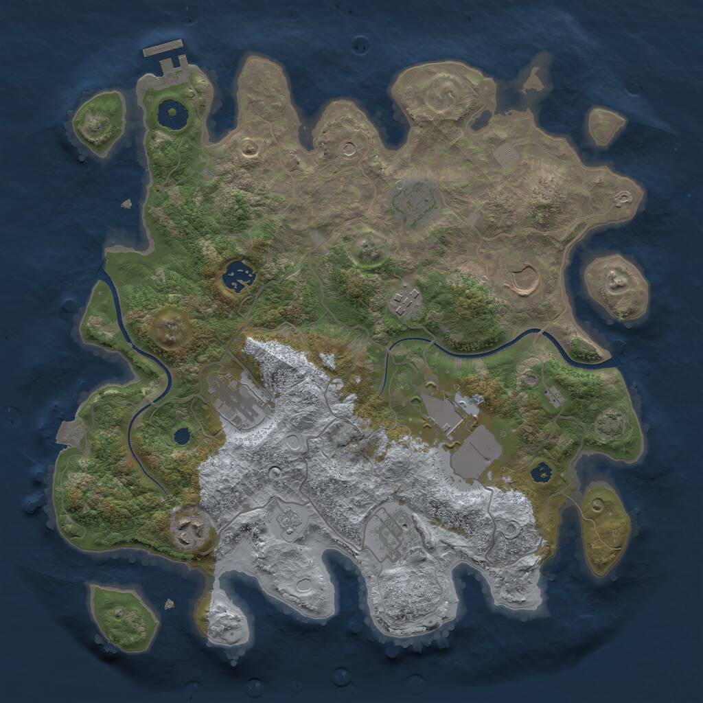 Rust Map: Procedural Map, Size: 3500, Seed: 1233966, 13 Monuments