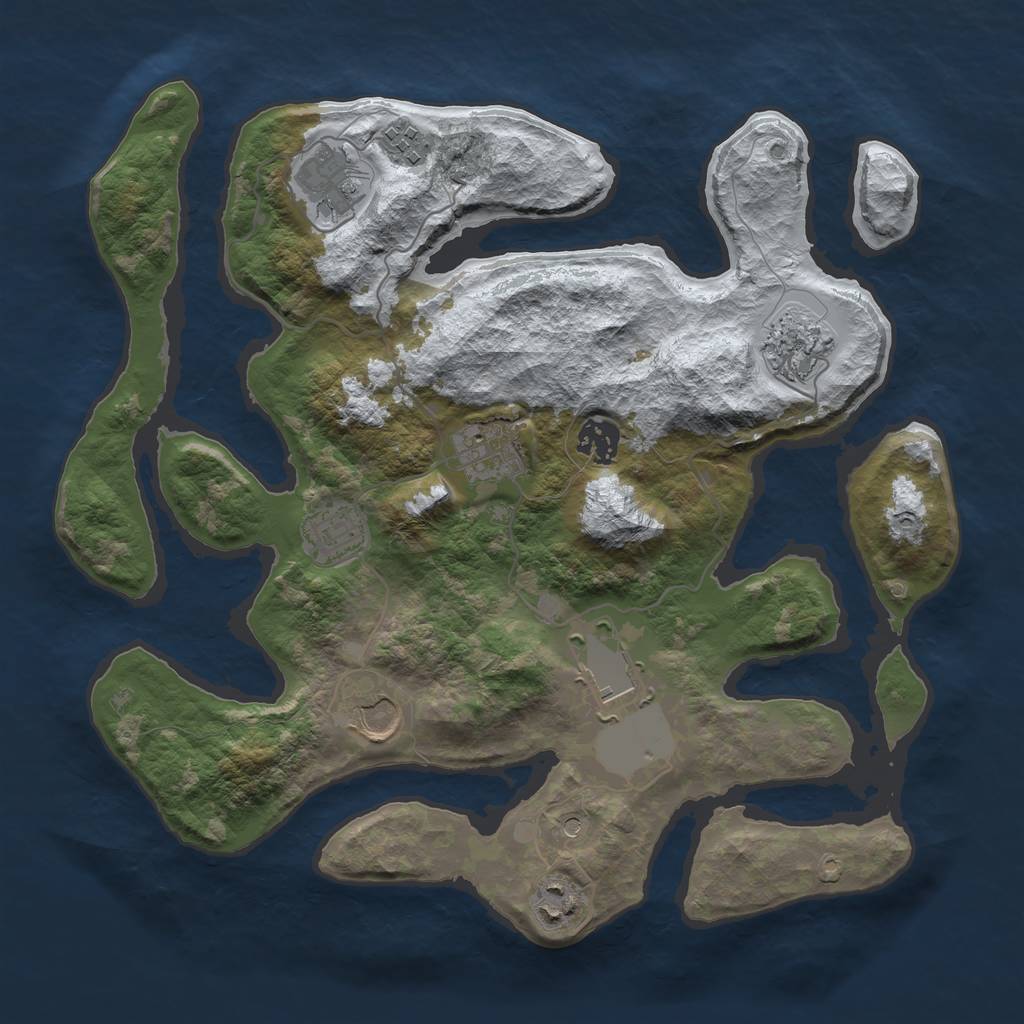 Rust Map: Barren, Size: 3500, Seed: 1775462, 12 Monuments