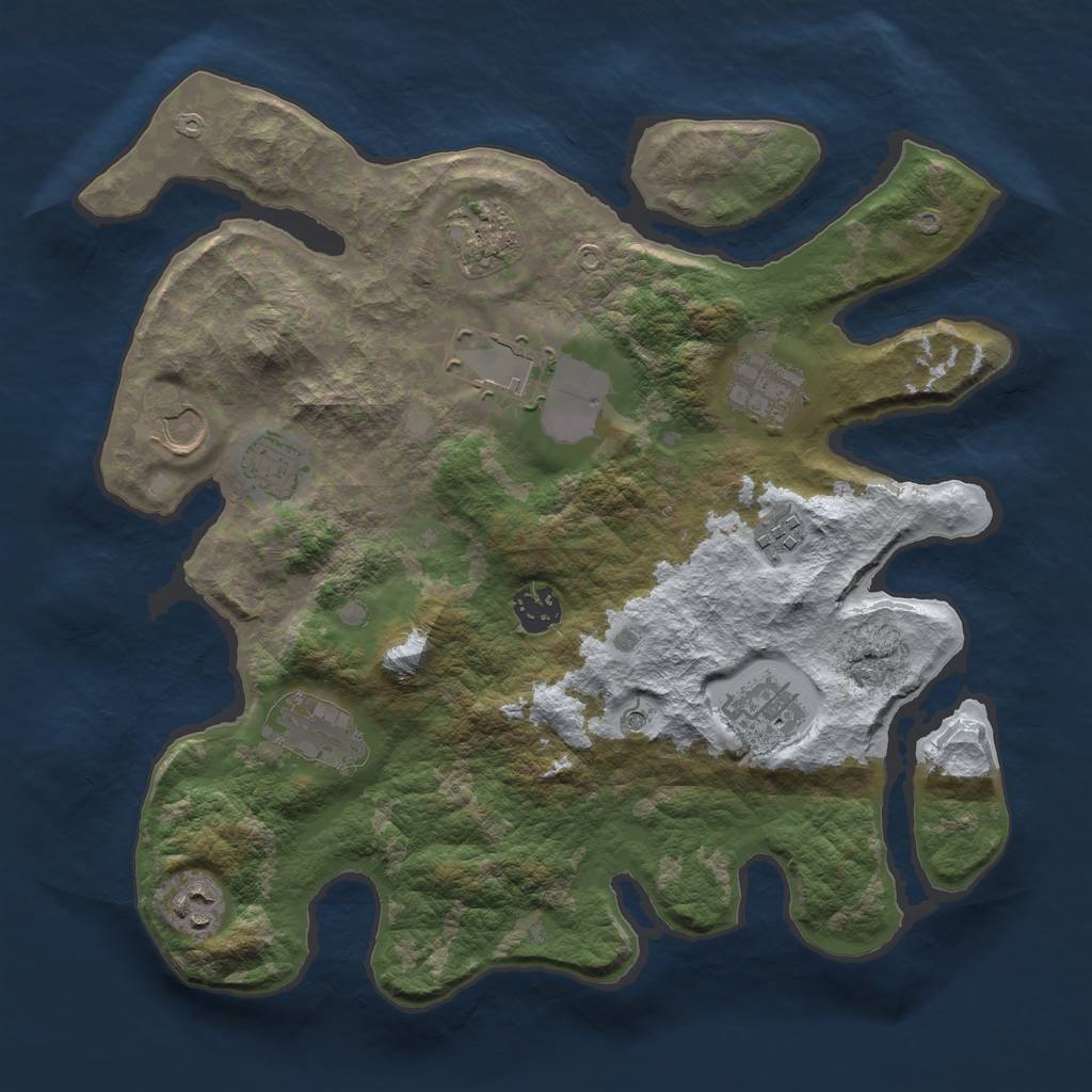 Rust Map: Barren, Size: 3500, Seed: 4005706, 13 Monuments