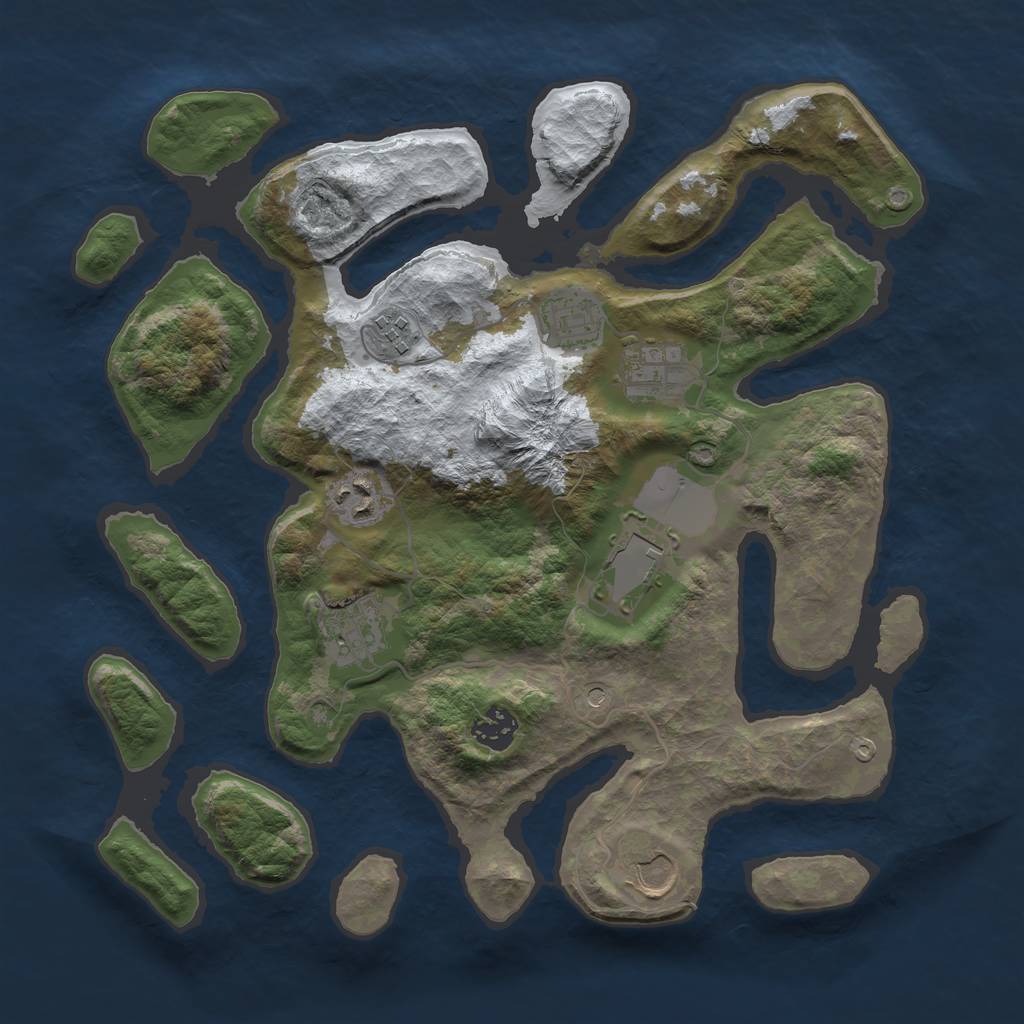 Rust Map: Barren, Size: 3500, Seed: 3915101, 11 Monuments