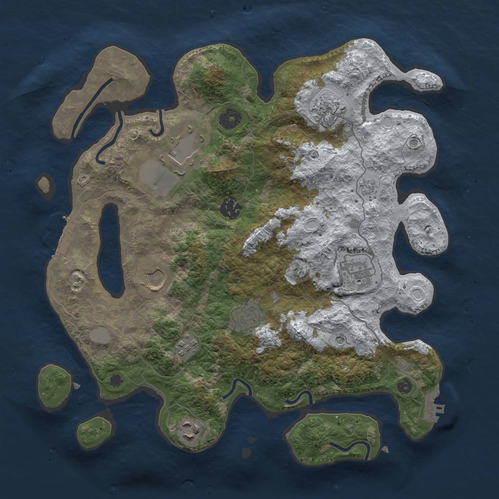 Rust Map: Procedural Map, Size: 3500, Seed: 141630, 17 Monuments