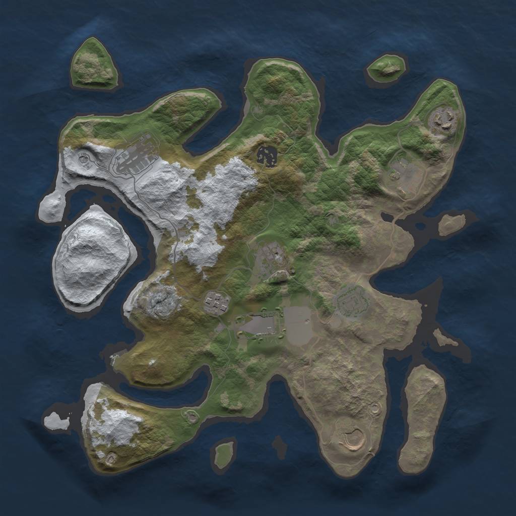 Rust Map: Barren, Size: 3500, Seed: 3478540, 12 Monuments