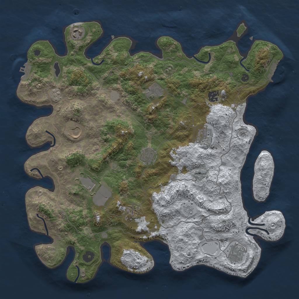 Rust Map: Procedural Map, Size: 4000, Seed: 456856432, 19 Monuments