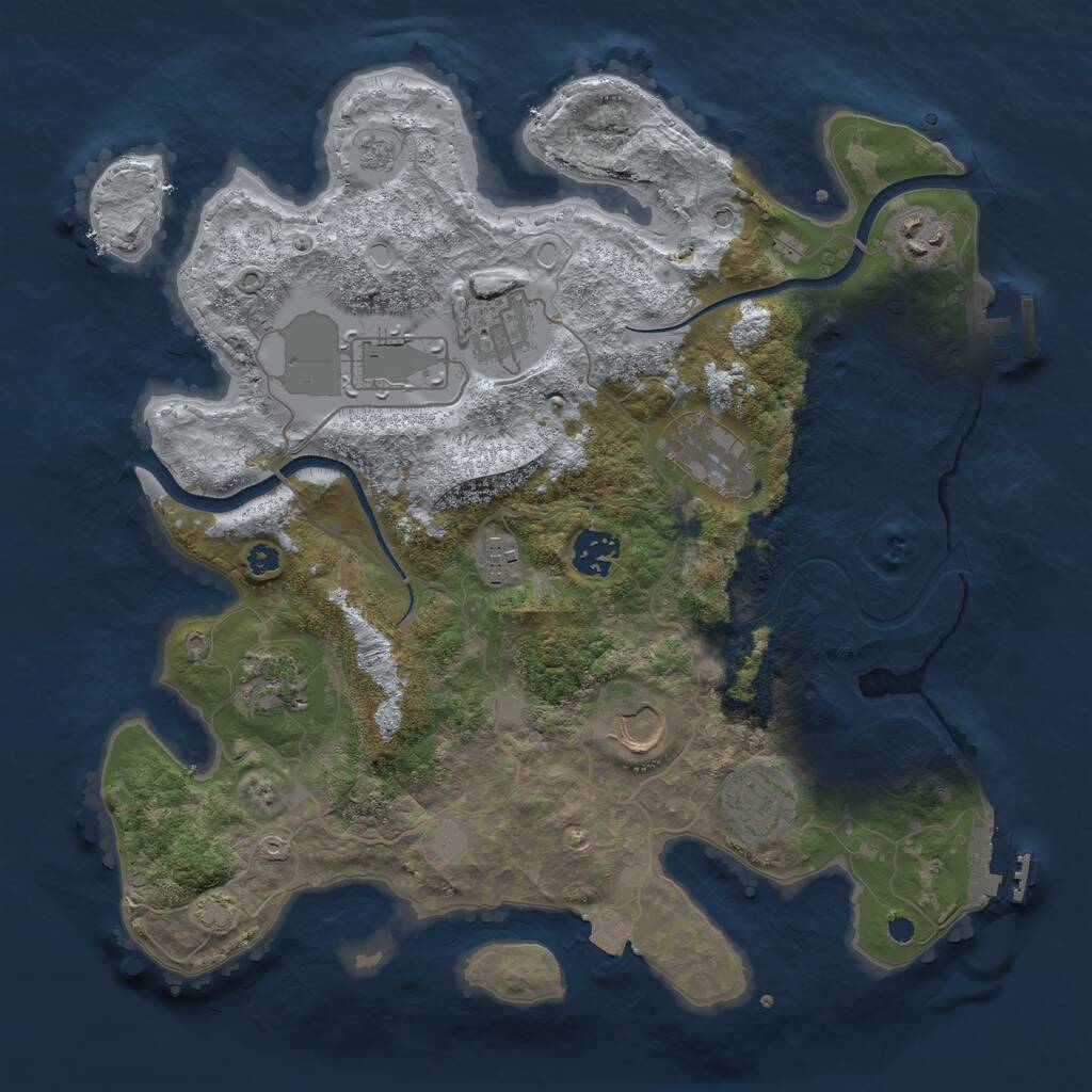 Rust Map: Procedural Map, Size: 3500, Seed: 1729875, 15 Monuments