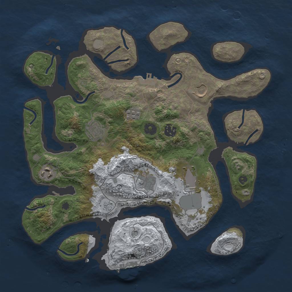 Rust Map: Procedural Map, Size: 3500, Seed: 4794433, 16 Monuments