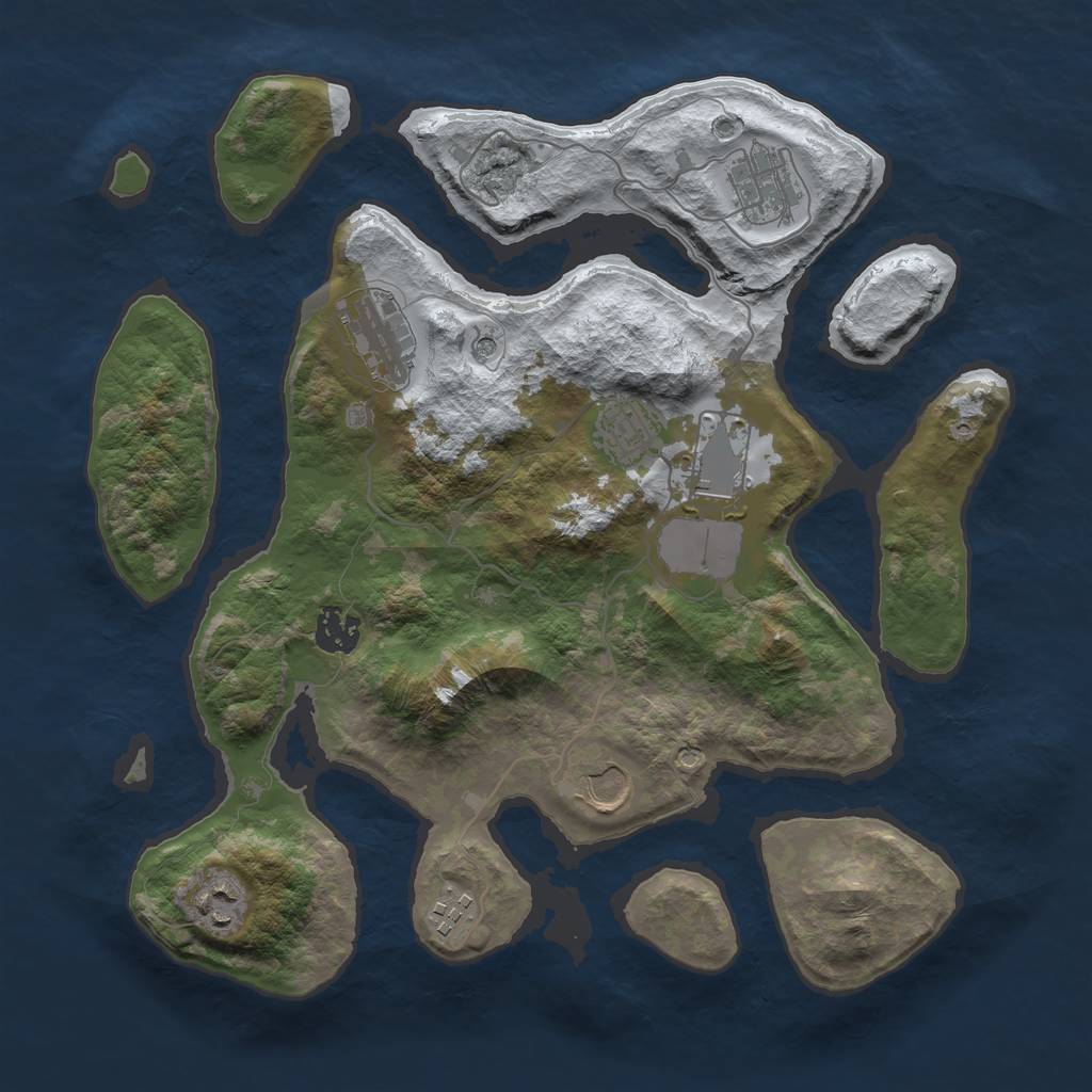 Rust Map: Barren, Size: 3500, Seed: 5806910, 11 Monuments