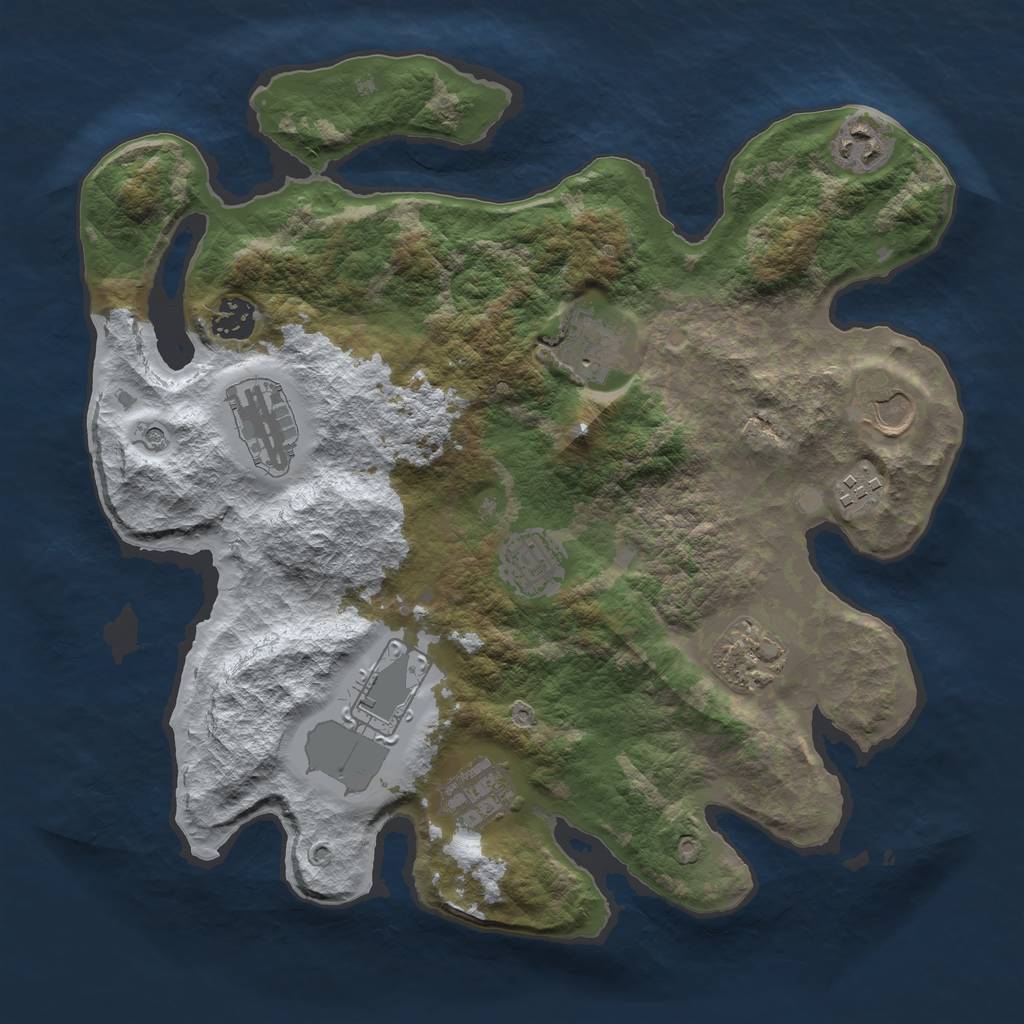 Rust Map: Barren, Size: 3500, Seed: 6261054, 13 Monuments