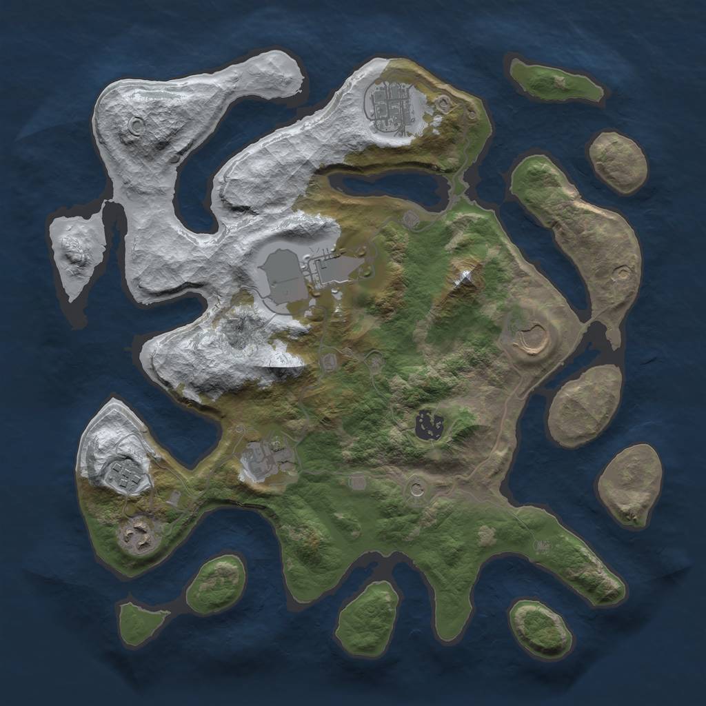 Rust Map: Barren, Size: 3500, Seed: 5065947, 10 Monuments