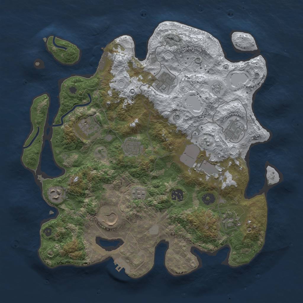 Rust Map: Procedural Map, Size: 3600, Seed: 333, 19 Monuments